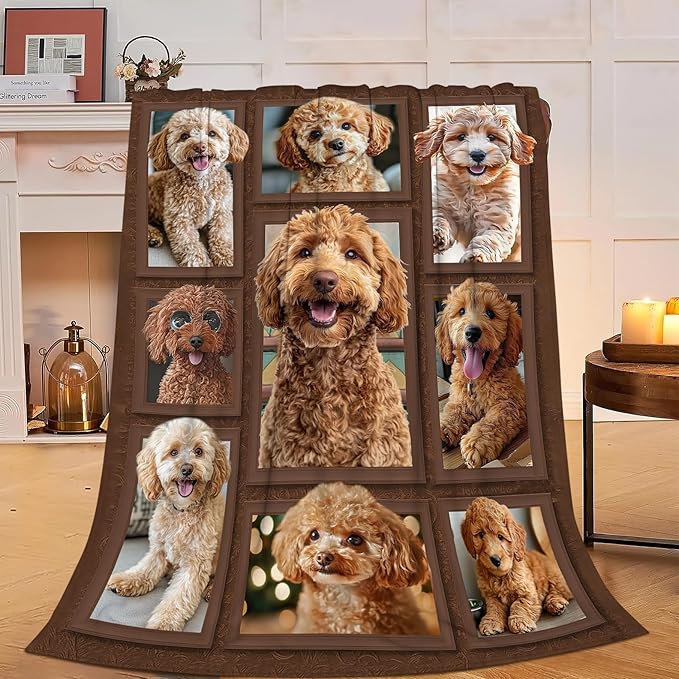 Golden Doodle Blanket Goldendoodle Decor Throw Blanket Super Soft Flannel Lightweight Fluffy Plush Cozy Fuzzy Fleece Gifts Blanket for Dog Lover Women Girls Boys Adults for Bed Sofa 40"X50"