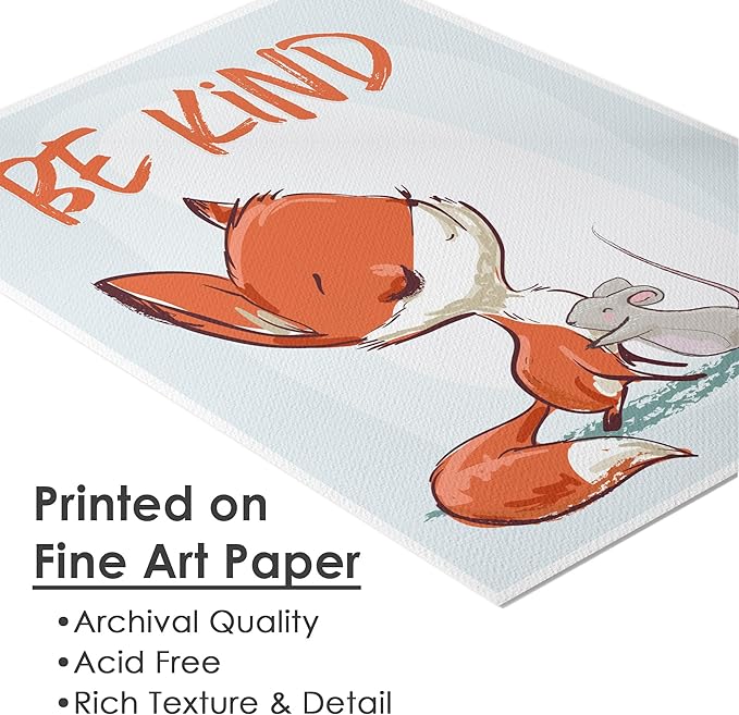 DREAM BIG PRINTABLES Fox Wall Art Prints (Set of 3) - Unframed - 8x10s | Woodland Nursery Decor - Inspirational Quotes for Boys and Girls Room - Be Kind, Be Brave, Be You - Kids Positive Affirmations