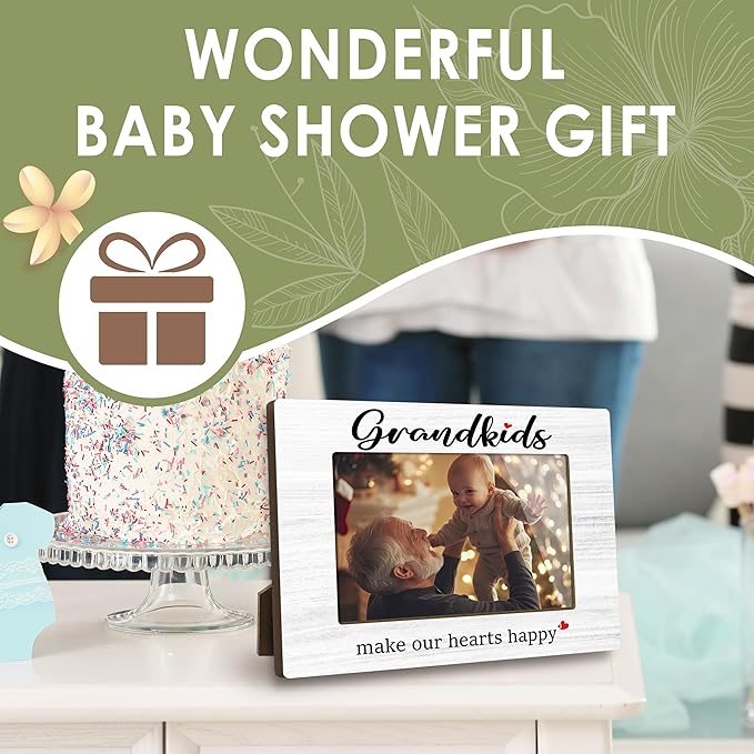 First Christmas Baby Picture Frame - Gender Reveal Decorations and Baby Shower Gifts for New Mom Grandparent Pregnancy Announcement Newborn Nursery 4 X 6 Inch Grandparent Keepsake Frame Decor - A24