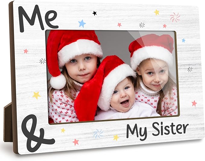 Personalised Baby Photo Frame Keepsake Me and My Sister Christmas Photo Picture Frame, Sibling Keepsake, Ideas Big Sister Gift, Shower Gift and Gender Neutral Nursery Decor - A13