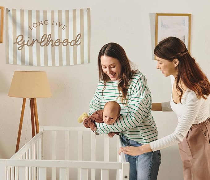 Girls Room Decor Long Live Girlhood Canvas Banner Rectangular Flag Vintage Banner for Nursery Playroom Wall Decor for Kids Bedroom Dorm Toddler Decorations Trendy Room Decor Baithday Christmas Gift