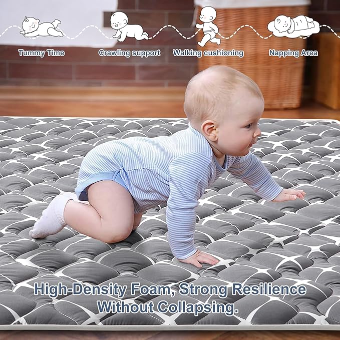 Baby Play Mat - 65" X 50",Premium Thicker Foam One-Piece Crawling Mat, Machine Washable, Extra Large Anti-Slip Activity Playmat for Babies, Toddlers & Infants