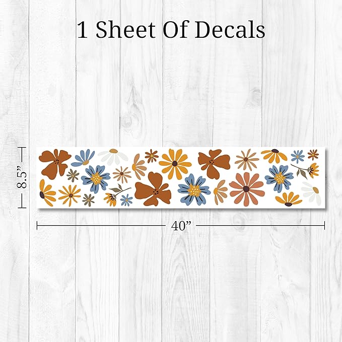 Decalcomania Wildflower Wall Decals - Set of 27 Flower Wall Stickers for Nursery Bedroom Bathroom Classroom Living Room Removable Peel and Stick Indoor Decor