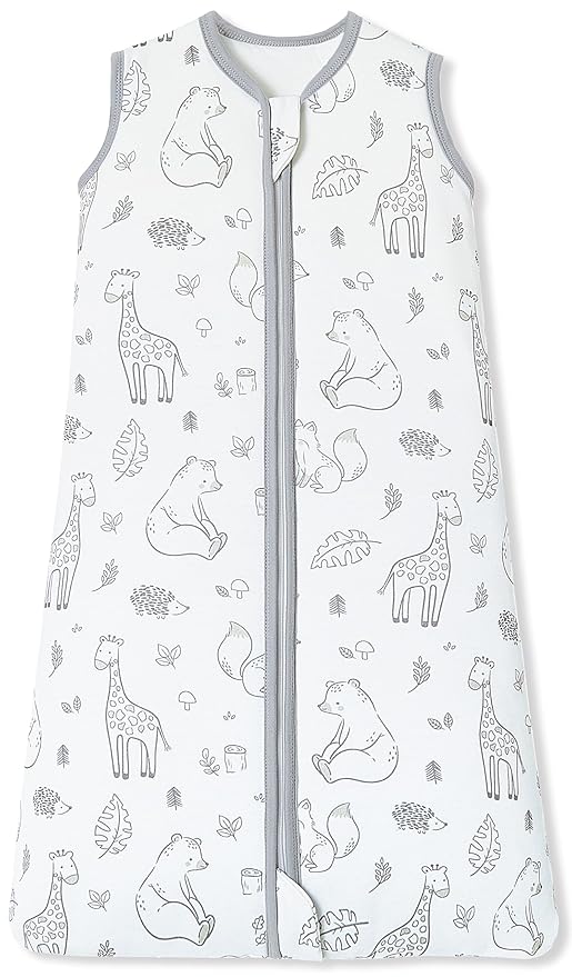 Baby Sleep Sack 12-18 Months 1.5 TOG, 2 Pack Bamboo Baby Wearable Blanket with 2-Way Zipper, Infant Toddler Sleeping Sack for Newborn Boys and Girls, Giraffe Bear