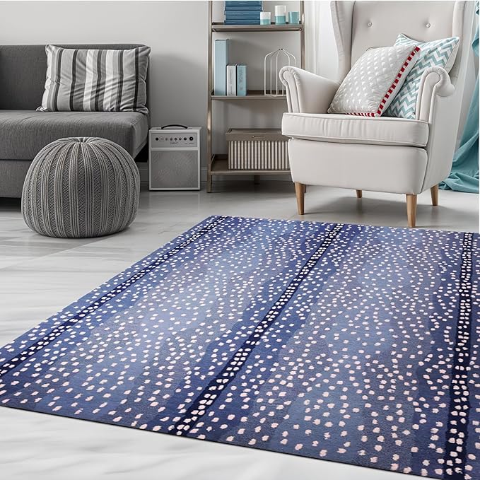 Antelope Cheetah Blue Animal Contemporary Handmade 100% Woolen Area Rugs & Carpets (6' x 6' SQ)