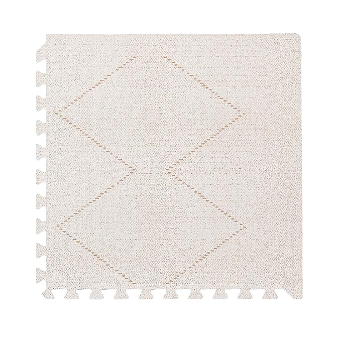 Toddlekind Playmat - Premium Foam Playmat, 4 x 6 feet, 6 Tile Extra Thick Foam Floor Puzzle Mat for Babies/Toddlers Stylish, Non-Toxic, Odorless. Perfect for Tummy Time & Play. 0m+ (Off White)