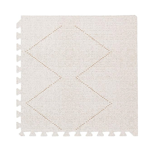 Toddlekind Playmat - Premium Foam Playmat, 4 x 6 feet, 6 Tile Extra Thick Foam Floor Puzzle Mat for Babies/Toddlers Stylish, Non-Toxic, Odorless. Perfect for Tummy Time & Play. 0m+ (Off White)