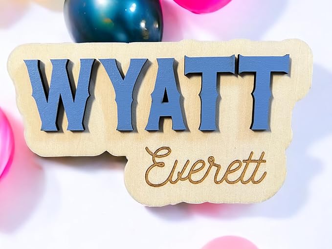 Generic Personalized 3D Newborn Baby Name Announcement, Hospital Photo Prop Plaque, Baby Name Sign - 7 Inch Wooden Sign