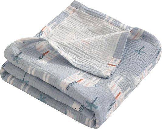 NTBAY 2 Layer Muslin Cotton Baby Swaddle Blanket, 30x40 Soft and Breathable Receiving for Newborns and Infants, Perfect for Crib, Stroller, Travel, Lightweight Nursery Blanket, Palm and Zebra