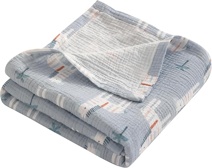 NTBAY 2 Layer Muslin Cotton Baby Swaddle Blanket, 42x60 Soft and Breathable Receiving for Newborns and Infants, Perfect for Crib, Stroller, Travel, Lightweight Nursery Blanket, Palm and Zebra