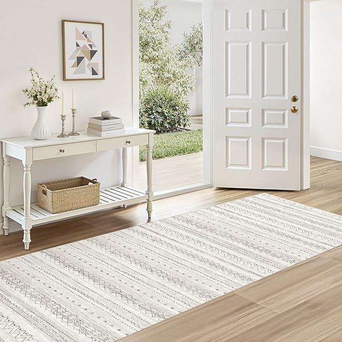 Area Rugs for Living Room Washable Living Room Rug Soft Neutral Indoor Floor Carpet Non-Slip Stain Resistant Modern Boho Rugs for Bedroom Dining Room Kids Room Nursery Office Home Brown