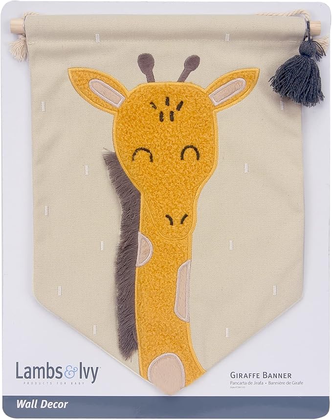 Lambs & Ivy Giraffe Canvas Banner Nursery Wall Art/Wall Hanging - Yellow