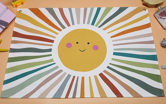 Boho Rectangular Banner Flag Wall Sign Decor Gift for Baby Boy Girl Kids,Nursery Baby Room Above Crib Bedroom Playroom Living Room Wall Decor-Sun Theme-Baby,Shower Birthday Christmas Gift