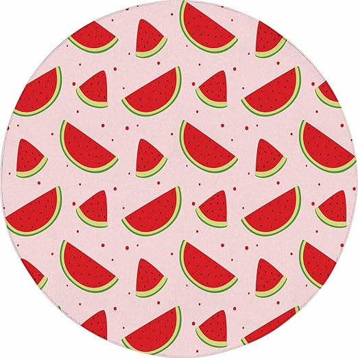 Watermelon Round Rug Pink Rugs for Bedroom Dorm Living Room Fruits Area Rug Floor Mat Pad Doormat Carpet, 6'X6'(180x180cm)