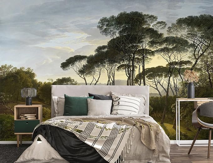 Vintage Scenery Wallpaper Forest Landscape Wall Mural for Living Room Bedroom（Not Peel and Stick）