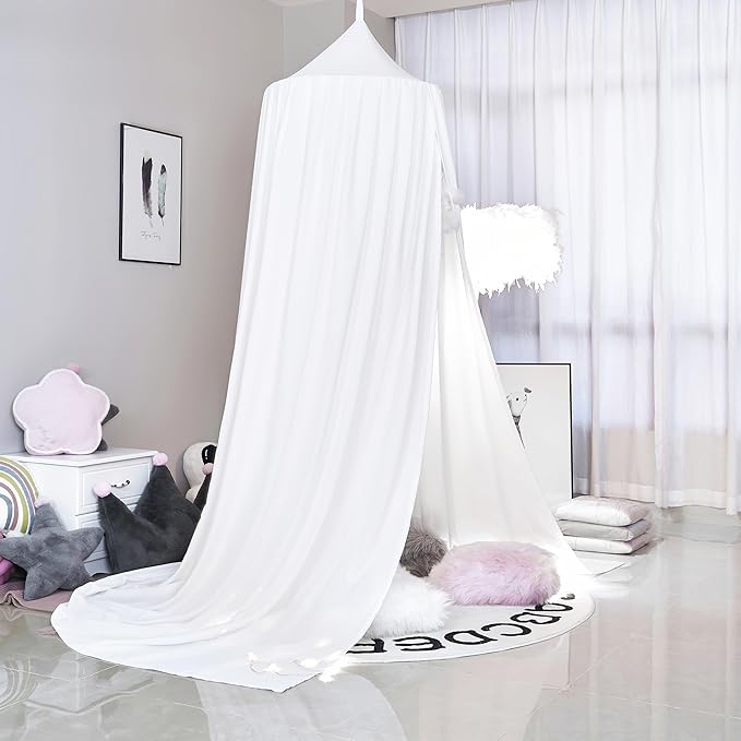 Princess Bed Canopy for Girls, Extra Large Hanging Canopy for Bed, Dreamy Play Tent for Girls Room Bedroom Decoration, Breathable Canopy Bed Curtain for Children Reading Nook - Pure White