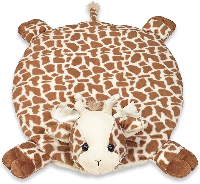 Bearington Patches Tummy Time Giraffe Baby Stuff Toy - 30" x 30" Nursery Giraffe Plush Safari Baby Items with Soft Fabric and Cute Safari Design - Cuddly Gift for Infants and Toddlers