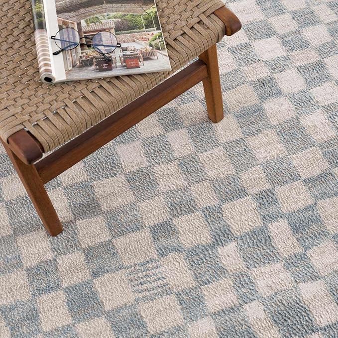 Hauteloom Benjy Living Room, Bedroom Area Rug - Contemporary - Cream, Silver Blue - 18" x 18"