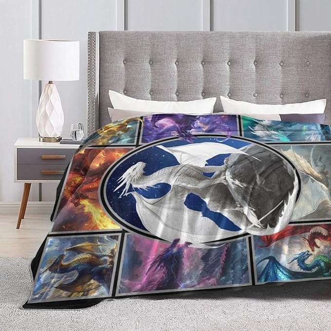 Dragon Blanket Dragon Decor Throw Blanket Super Soft Flannel Lightweight Fluffy Plush Cozy Fuzzy Fleece Gifts Blanket for Kids Boys Girls Women Adults for Bed Sofa 60"X80"
