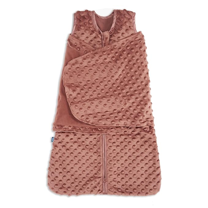 HALO Sleepsack Swaddle, 3-Way Adjustable Swaddle Blanket, TOG 3.0, Velboa, Cedar Plush Dots, Newborn, 0-3 Months