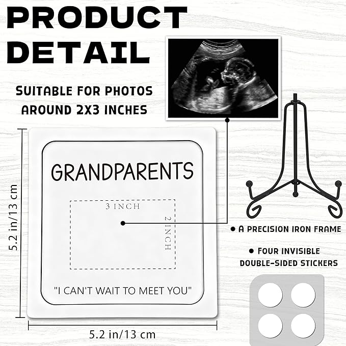 Pregnancy Announcement for Grandma Grandparents, Ultrasound Picture Frames Wooden Surprise Box, Baby Announcement Gifts for Dad Mom, Birth Announcement Ideas, Pregnancy Reveal Gifts