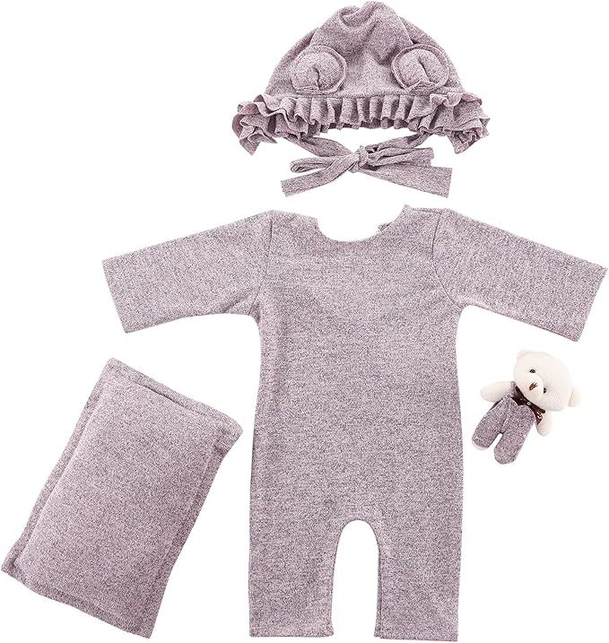 Holibeat Baby Girl Purple Photography Props Super Soft Newborn Girl Photo Shoot Outfits Costumes (Purple)