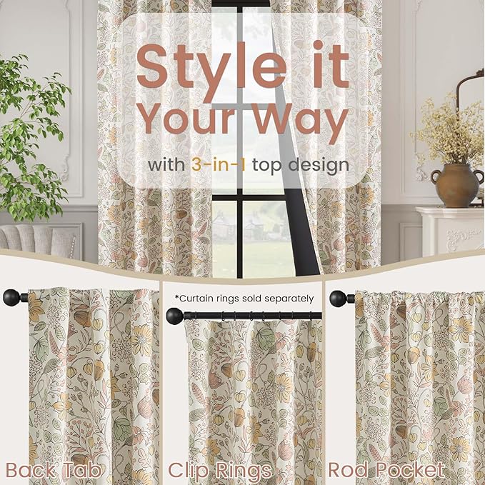 Vangao Yellow Nursery Curtains for Girls Room Floral Blackout Dorm Curtains 96 Inch Length Farmhouse Drapes for Bedroom Room Darkening Window Flower Patterned Treatment for Kids Set of 2