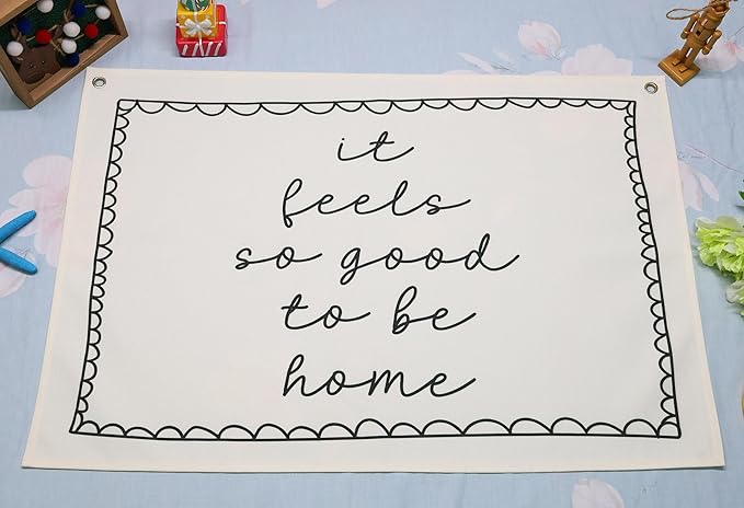 Boho Daily Reminders Affirmation Poster Rectangular Banner Flag Wall Decor Gift for Women Men,Farmhouse Entryway Living Room Bedroom Dorm Decor-It feels so good to be home-Birthday Christmas Gift