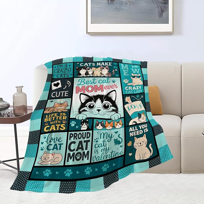 Cat Blanket Cute Cat Throw Blanket Kitten Soft Cozy Fleece Fuzzy Stuffed Plush Flannel Gifts for Girls Women Boys Kids Adults 40''x50''