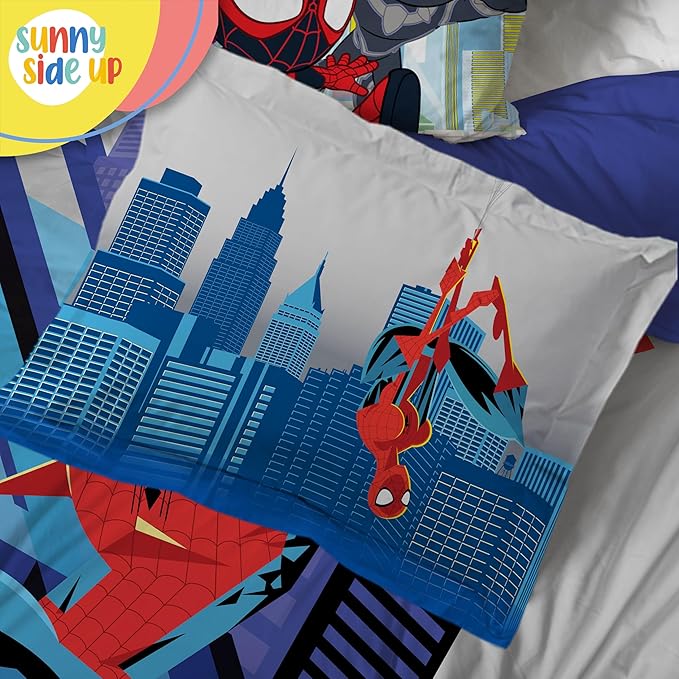 Sunny Side Up Kids Comforter Set Includes Sheets and Pillow Covers - Soft and Cozy Bed Set for Stylish Room Decor, Gray - Spiderman, 7 Piece Full Bedding
