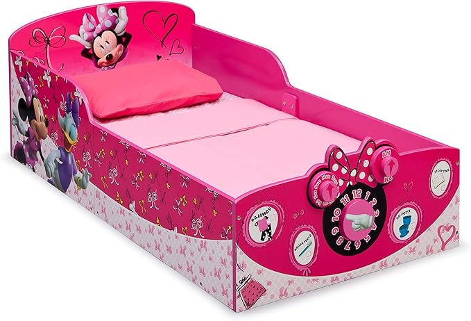 Delta Children Interactive Wood Toddler Bed, Disney Minnie Mouse + Serta Perfect Slumber Dual Sided Recycled Fiber Core Toddler Mattress (Bundle)