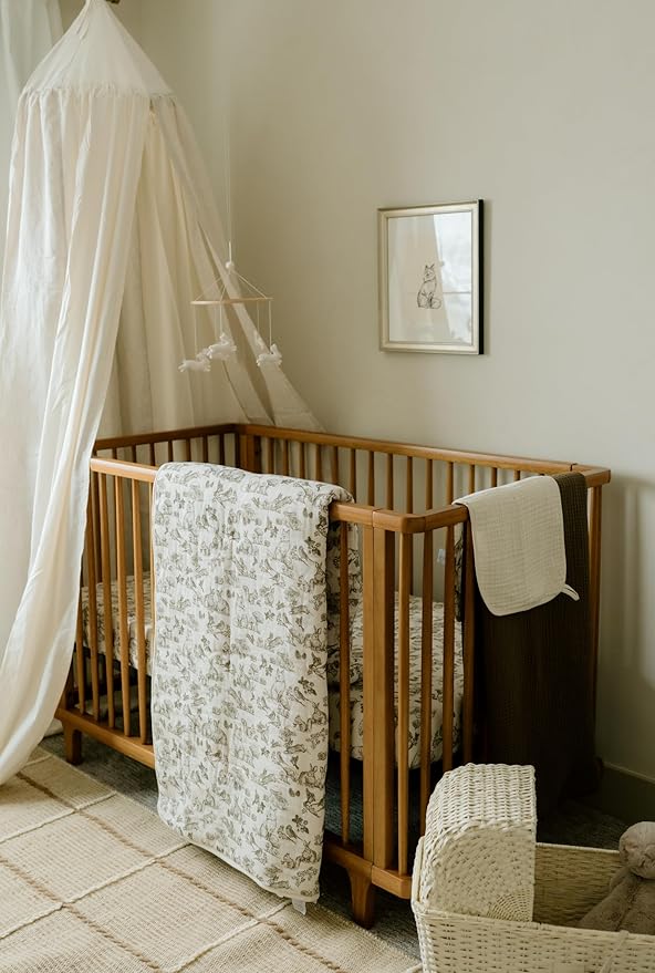 Oilo Baby Blanket, Luxury Plush Chenille Backing & Organic Cotton Jersey Print, Double Layered, 30" x 40", Rolled Jersey Edge Trim, Infant & Toddler Size, Heirloom Organic Collection, Woodland Animals