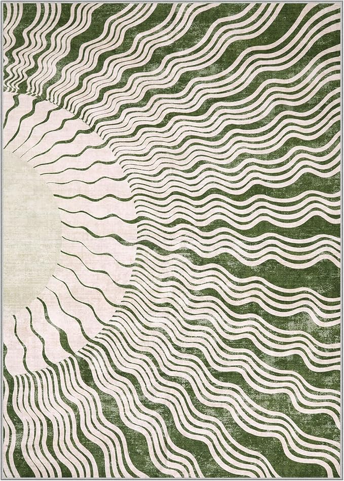 Boho 8x10 Area Rugs, Soft Washable Rugs 8x10 Green Rugs for Living Room, Ultra-Thin Non-Slip Bedroom Rug Classroom Rug Large Carpet for Nursery Dining Room (8x10ft,Green/Multi)