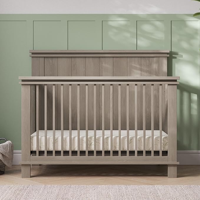Child Craft Denman Crib, Dresser and Chest Nursery Set, 3-Piece, Includes 4-in-1 Convertible Crib, Dresser and Chest, Grows with Your Baby (Crescent Gray)