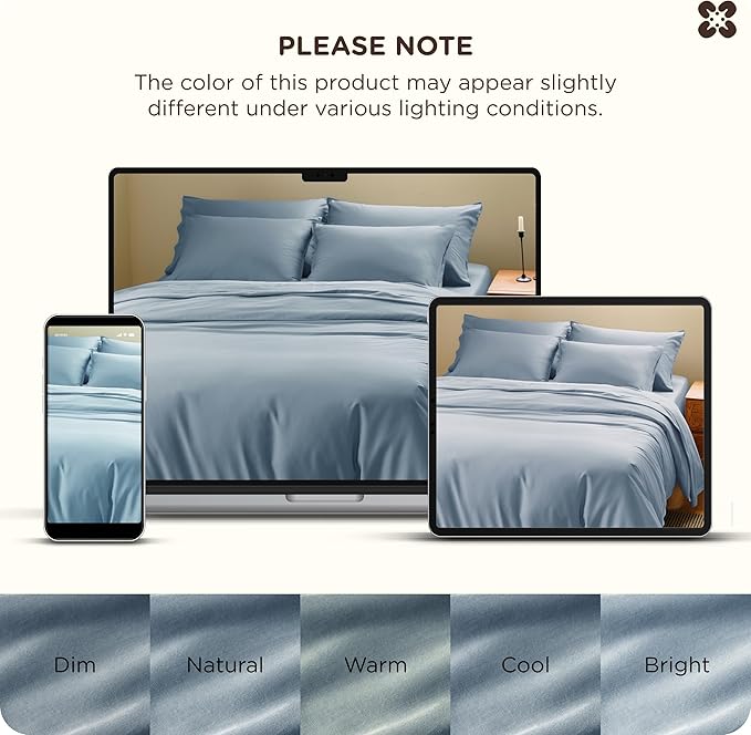 Bedsure Cotton Duvet Cover Queen Size, Cotton & Rayon Derived from Bamboo Blend Duvet Cover Set for Hot Sleepers,Ultra-Soft, Breathable & Lightweight Home Bedding for All Seasons (Dusty Blue,90"x90")