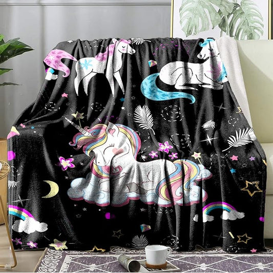 Ultra Soft Fleece Blanket- Lightweight & Warm Throw Blanket for Couch, Cozy Plush Sherpa Blanket for Adults Kids, Durable & Easy Care (Unicorn, 50x60 in)