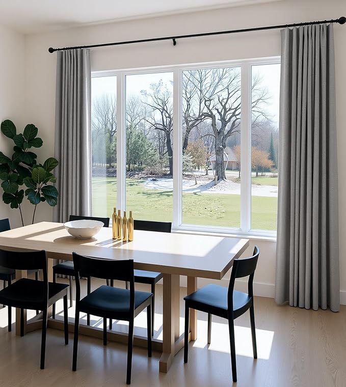 INOVADAY 100% Blackout Curtains for Bedroom, Black Out Curtains 84 Inch Long, Clip Rings Linen Blackout Drapes, Thermal Insulated Room Darkening for Living Room, 2 Panels - Stoic Gray,W50xL84