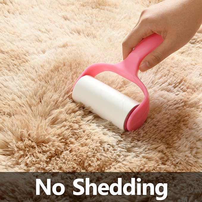 Large Shag Area Rugs 5 x 8, Tie-Dyed Plush Fuzzy Rugs for Living Room, Ultra Soft Fluffy Furry Rug for Bedroom, Indoor Carpet Nursery Rugs for Kids Room Home Decor, Beige