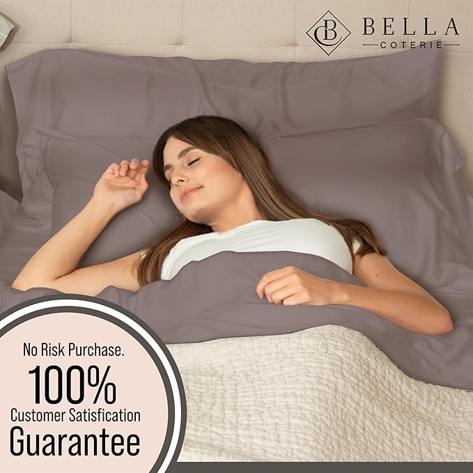 Bella Coterie Luxury Bamboo Viscose Cal King Size Sheet Set | 100% Organically Grown | Ultra Soft | Cooling for Hot Sleepers | 18" Deep Pocket [Mocha]