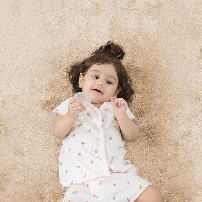 1.3" Thick Baby Floor Play Mat 59x71, Basic Padded Foam Mat for Tummy Time Crawling, Non Slip Cushioned for Babies Toddlers Infants Kids (Beige)