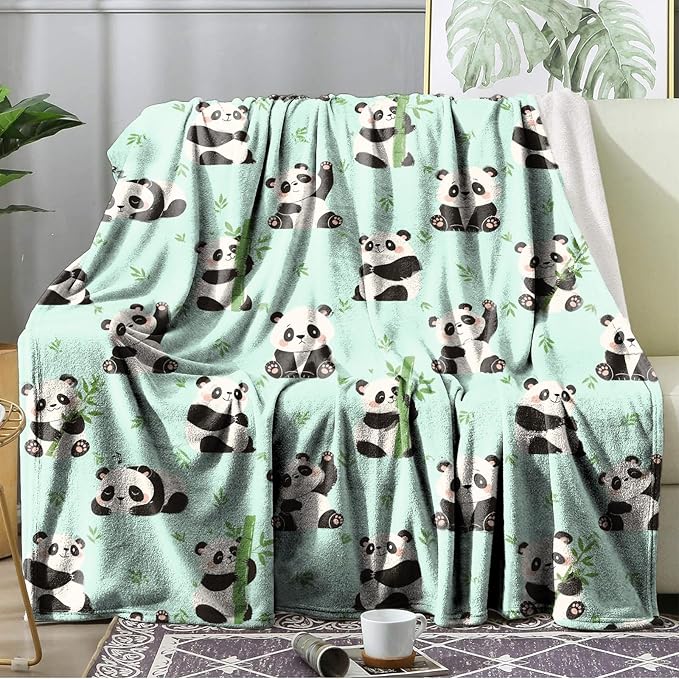 Ultra Soft Fleece Blanket- Lightweight & Warm Throw Blanket for Couch, Cozy Plush Sherpa Blanket for Adults Kids, Durable & Easy Care (Panda, 50x60 in)