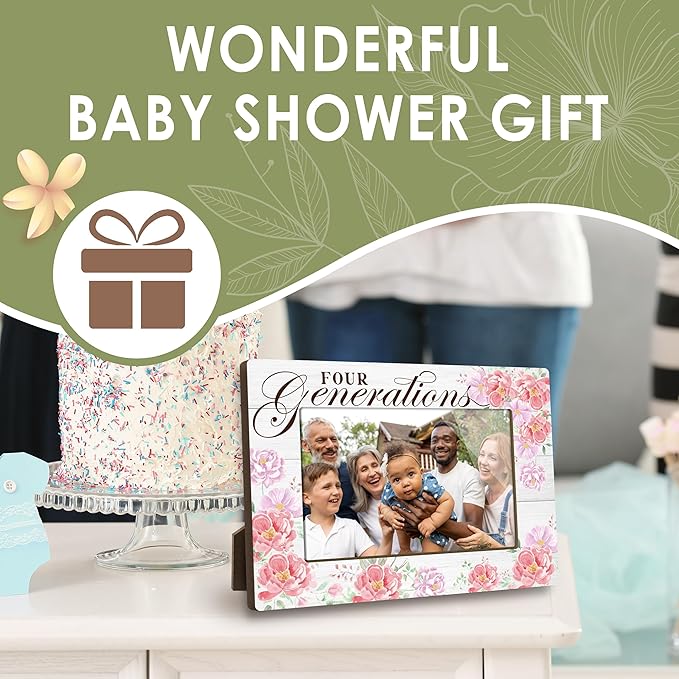 First Christmas Baby Picture Frame - Gender Reveal Decorations and Baby Shower Gifts for New Mom Grandparent Pregnancy Announcement Newborn Nursery 4 X 6 Inch Grandparent Keepsake Frame Decor - A22