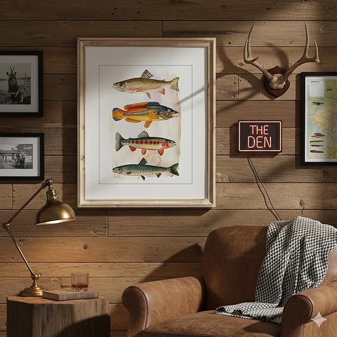 DREAM BIG PRINTABLES Vintage Fishing Decor Art Print - Unframed - 8x10 | Farmhouse Decor | Wall Art for Cabin, Lake House, or Fishing Enthusiast | Made in USA