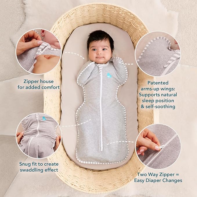 Love to Dream Swaddle UP, Baby Sleep Sack, Self-Soothing Swaddles for Newborns, Get Longer Sleep, Snug Fit Helps Calm Startle Reflex, Newborn Essentials for Baby, 1.0 TOG, 5-8.5 lbs, Tan Houndstooth