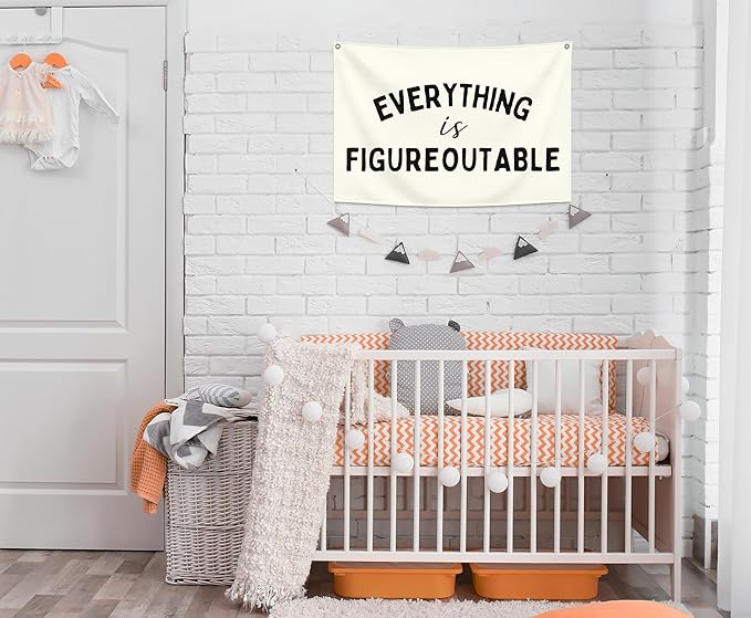 Positive Affirmations Rectangular Banner Flag Wall Decor Gift for Baby Boy Girl Kids Teen,Nursery Playroom Reading Room Bedroom Decor-Everything Is Figureoutable-Baby,Shower Birthday Christmas Gift