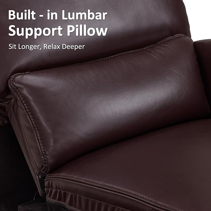 MCombo Swivel Glider Rocker Power Recliner Chair with Lumbar Support, Faux Leather Electric Nursery Glider Recliner Chair for Living Room, 6922 (Dark Brown)