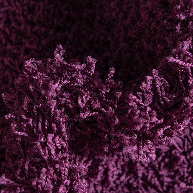Unique Loom Solid Shag Collection Area Rug (5' 3" Round, Eggplant Purple)