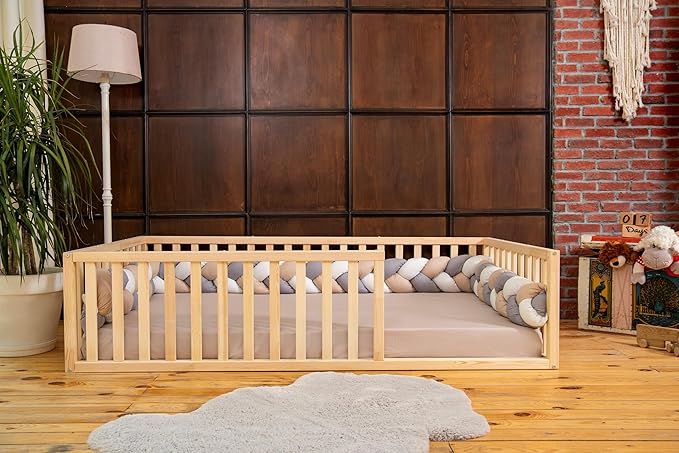Montessori Floor Bed Twin Size 39x75 / Height 18.9'' | Pine Tree Toddler Bed Frame, Wood Bed Frame | Gift for Kids Room Decor (Twin)
