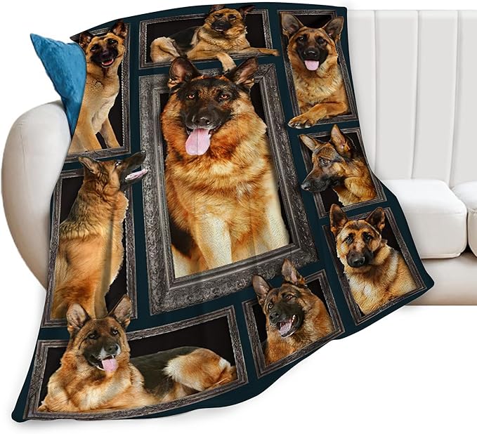 German Shepherd Dog Blanket - Cute Gifts & Decor, Soft Warm Cozy Fleece Throw for Girls, Women, Kids & Adults, 50"x40"