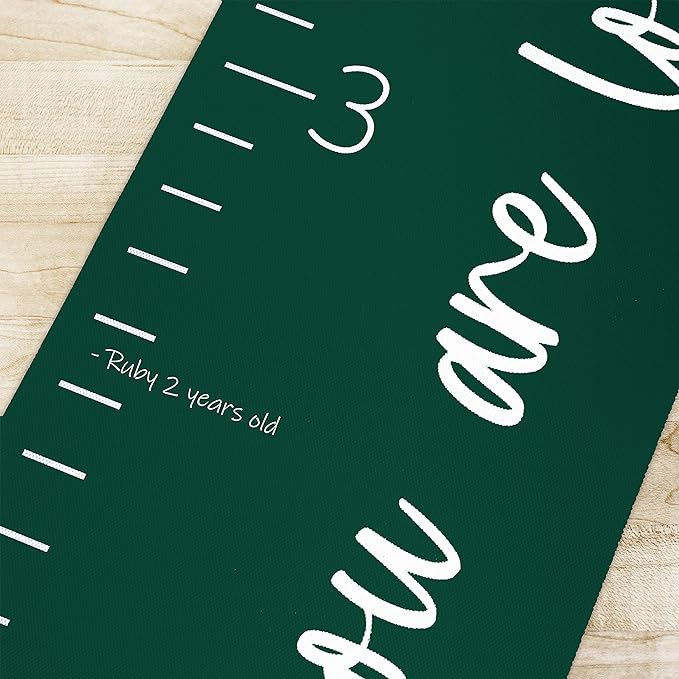 Morxy Canvas Growth Chart for Kids - Unisex Kids Room Wall Decor - Measuring Height Chart- Wall Tape with Height Chart for Kids (Loved Beyond Measure Dark Green)